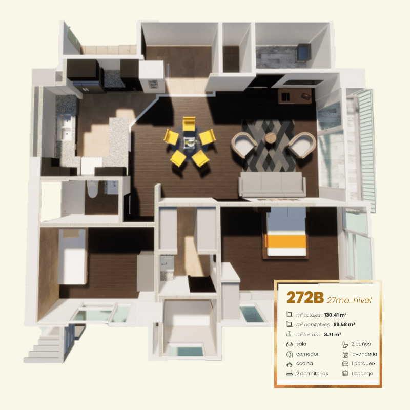 vista interior de un condominio en Igvana Tara en San Pedro Sula donde se puede ver el precio de venta y cuota de mantenimiento.