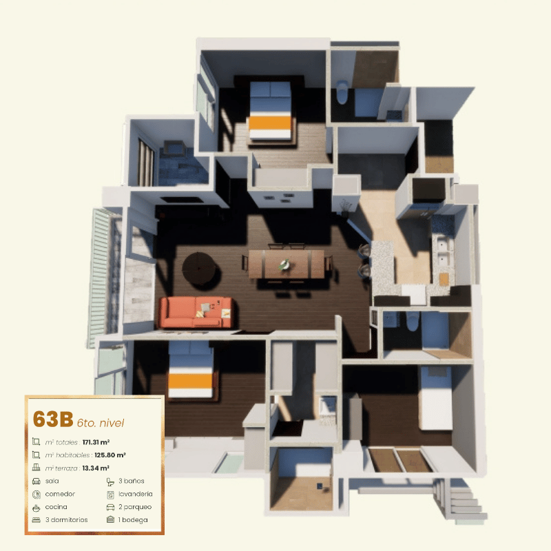 vista interior de un condominio en Igvana Tara en San Pedro Sula donde se puede ver el precio de venta y cuota de mantenimiento.